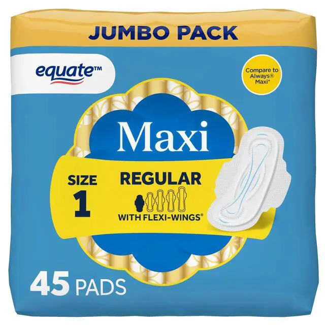 Alt view image 5 of 7 - Equate Maxi Pads with Flexi-Wings, Regular Absorbency, Size 1, 45 Count