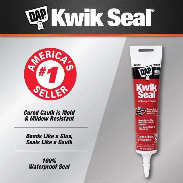 Alt view image 4 of 7 - DAP Kwik Seal 5.5 oz White Adhesive Kitchen and Bath Acrylic Latex Caulk