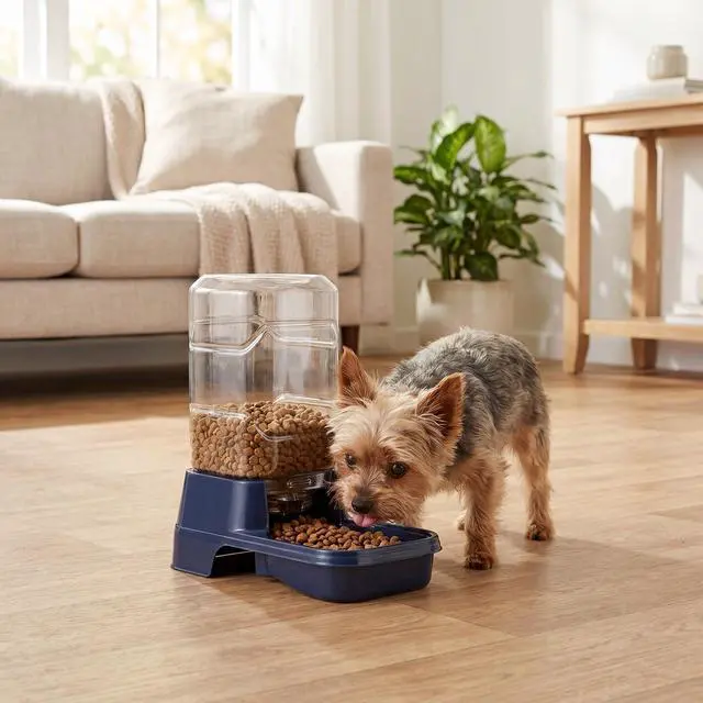 Alt view image 6 of 6 - Vibrant Life 2 lb Gravity Feeder for Extra Small Pets, Navy