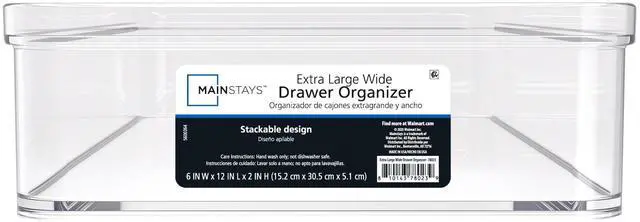 Main image of Mainstays Extra Large Wide Clear PET Plastic Organizer Tray, 12 in x 6 in x 2 in
