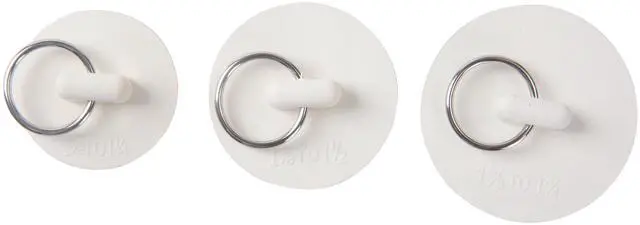 Main image of Mainstays 3 Piece Rubber Sink Stoppers with Rings for 1", 1.25", and 1.5" Bathroom Drains