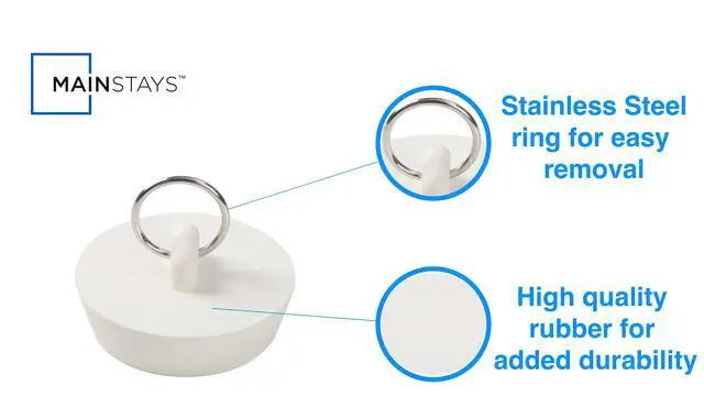 Alt view image 2 of 7 - Mainstays 3 Piece Rubber Sink Stoppers with Rings for 1", 1.25", and 1.5" Bathroom Drains