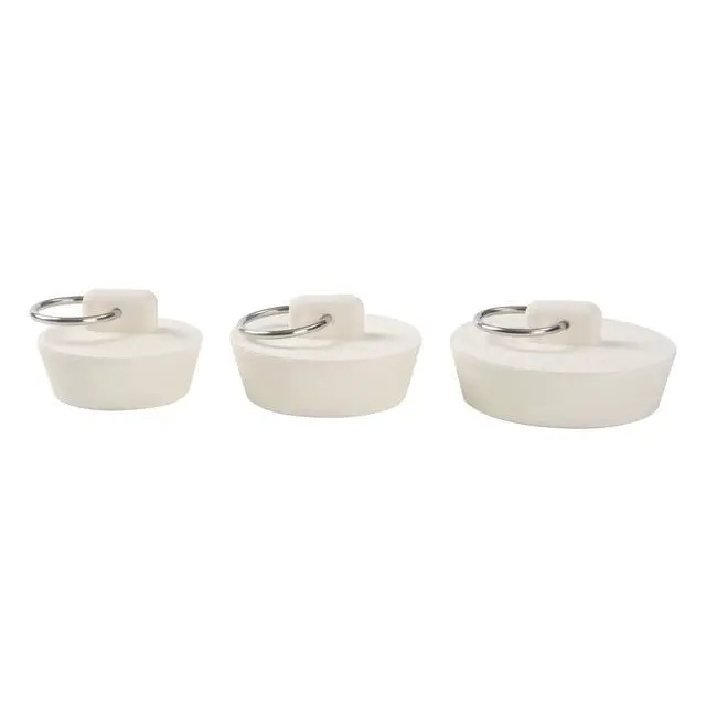 Alt view image 3 of 7 - Mainstays 3 Piece Rubber Sink Stoppers with Rings for 1", 1.25", and 1.5" Bathroom Drains