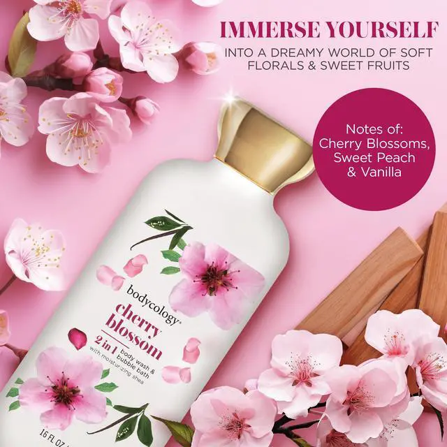 Alt view image 6 of 7 - Bodycology Cherry Blossom 2-in-1 Body Wash and Bubble Bath, 16 fl oz