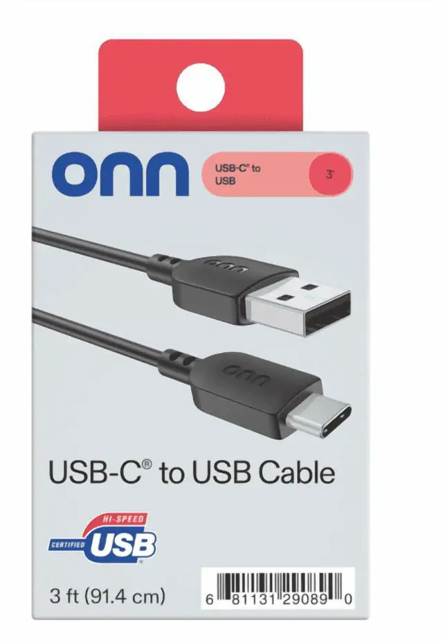 Main image of onn 3ft USB-C to USB-A Charging Cable, USB-IF Certified, Black, Compatible with iPhone 17/16/15 Series, Samsung Galaxy, Note, Pixel Devices, iPad Pro