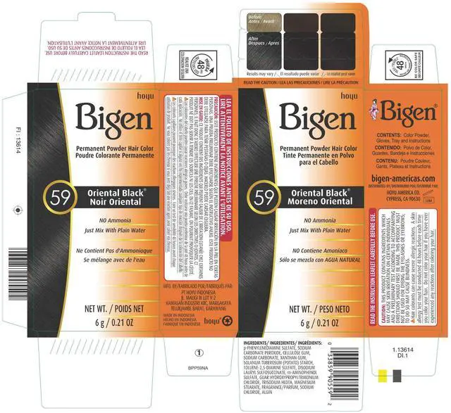 Alt view image 2 of 6 - Bigen Permanent Powder Hair Color, Oriental Black 59, Unisex, Adult