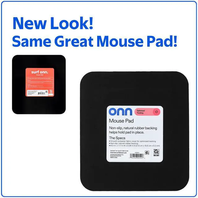 Alt view image 6 of 6 - onn Mouse Pad, square, polyester surface with non-slip natural rubber backing, black