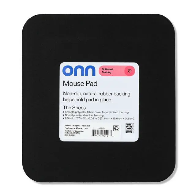 Alt view image 5 of 6 - onn Mouse Pad, square, polyester surface with non-slip natural rubber backing, black