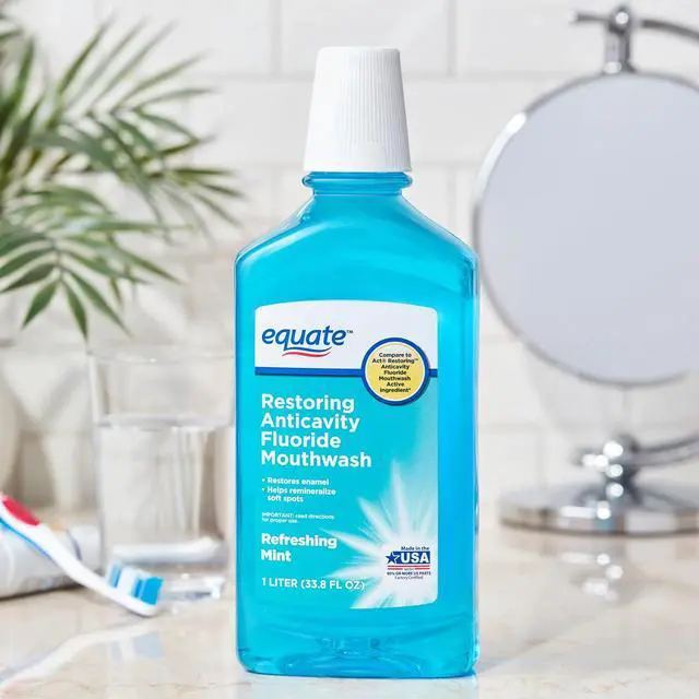 Alt view image 3 of 7 - Equate Restoring Anticavity Fluoride Mouthwash, Refreshing Mint, 1 L