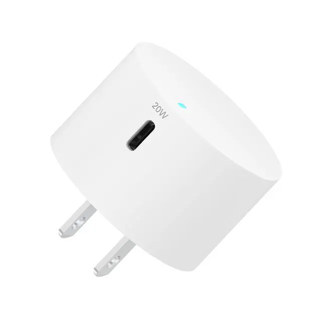 Alt view image 4 of 6 - onn 20W Single USB-C Port Wall Charger, Fast Charging, USB-IF Certified, Foldable Plug, White - Compatible with iPhone 17/16/15 Series, Samsung Galaxy, Note, Pixel Devices iPad Pro, & More