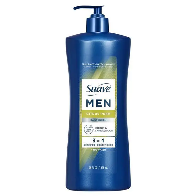 Alt view image 2 of 6 - Suave Men Citrus Rush 3-in-1 Shampoo, Conditioner & Body Wash with Glycerin & Keratin, 28 OZ