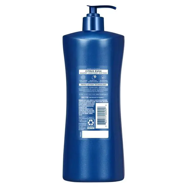 Alt view image 3 of 6 - Suave Men Citrus Rush 3-in-1 Shampoo, Conditioner & Body Wash with Glycerin & Keratin, 28 OZ