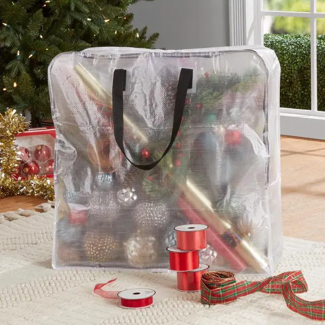 Alt view image 2 of 7 - Mainstays Clear 24 Gallon Slim Storage and Moving Bag with Zipper Closure and Dual Carry Handles