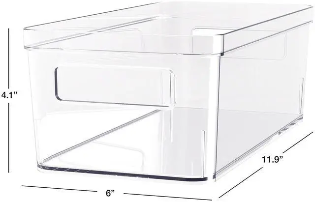 Alt view image 4 of 5 - Mainstays Medium Clear Plastic Pantry Storage Organizer Bin with Handles, 12 in x 6 in x 4 in