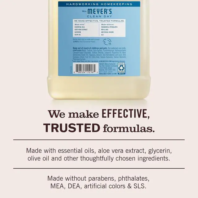 Alt view image 4 of 6 - MRS. MEYER'S CLEAN DAY Hand Soap Refill, Rain Water Scent, 33 Fl Oz Bottle