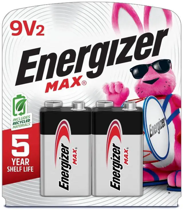 Main image of Energizer MAX 9V Batteries (2 Pack), 9 Volt Alkaline Batteries - Packaging May Vary