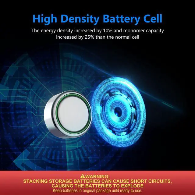 Alt view image 3 of 6 - POWEROWL High Capacity LR44 Batteries 40 Pack, L1154F AG13 357 303 SR44 A76 Premium Alkaline Battery 1.5V Button Coin Cell Batteries