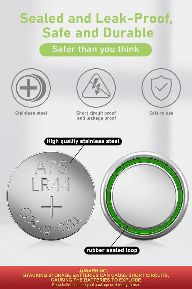 Alt view image 5 of 6 - POWEROWL High Capacity LR44 Batteries 40 Pack, L1154F AG13 357 303 SR44 A76 Premium Alkaline Battery 1.5V Button Coin Cell Batteries