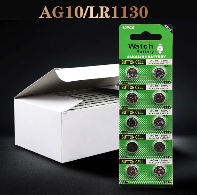 Alt view image 6 of 6 - 10pcs 1.5V AG10 Alkaline Battery 189 389 AG10 LR1130 LR54 V10GA Battery Alkaline Button Coin Cell Batteries