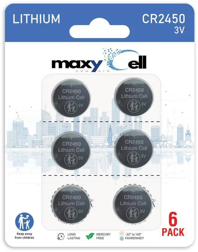 Main image of 2450 CR2450 Lithium Coin Cell Battery 3V High-Capacity Long-Lasting Reliable Power for Watches, Key Fobs, Fitness Trackers, Medical Devices, Thermometers, Leak-Proof Design DL2450 (6 Pack)