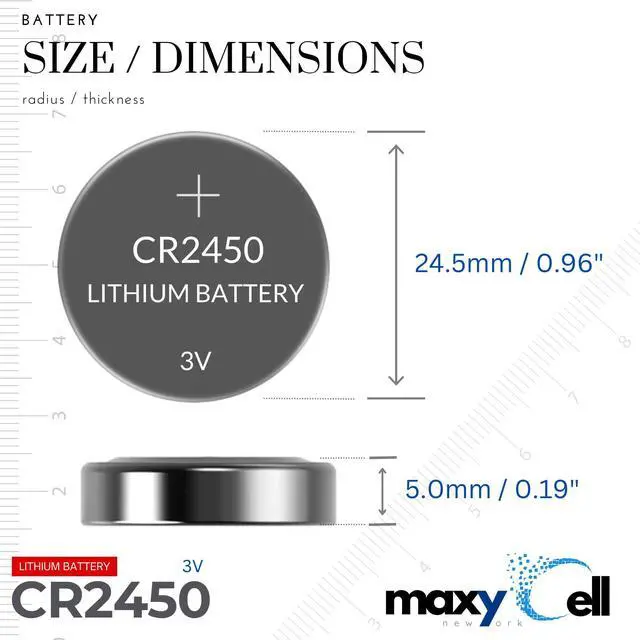 Alt view image 3 of 7 - 2450 CR2450 Lithium Coin Cell Battery 3V High-Capacity Long-Lasting Reliable Power for Watches, Key Fobs, Fitness Trackers, Medical Devices, Thermometers, Leak-Proof Design DL2450 (6 Pack)