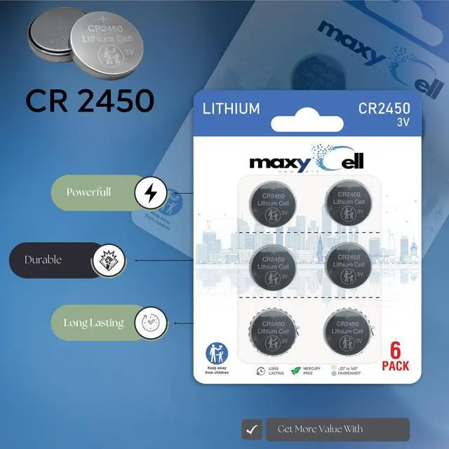 Alt view image 7 of 7 - 2450 CR2450 Lithium Coin Cell Battery 3V High-Capacity Long-Lasting Reliable Power for Watches, Key Fobs, Fitness Trackers, Medical Devices, Thermometers, Leak-Proof Design DL2450 (6 Pack)