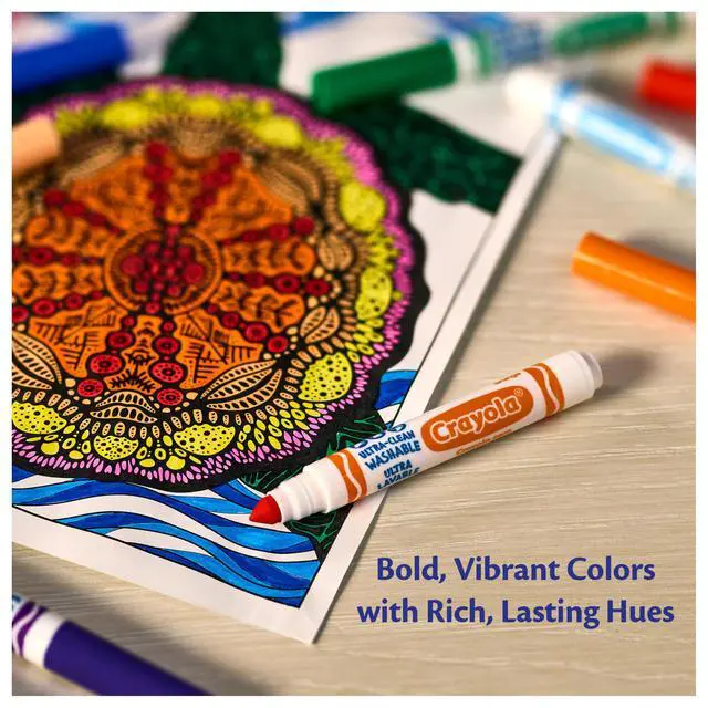 Alt view image 6 of 6 - Crayola Broad Line Markers (12 Count), Washable Markers for Kids, Assorted Colors, Arts & Crafts Supplies, For Coloring Books & Art Projects, Ages 3+