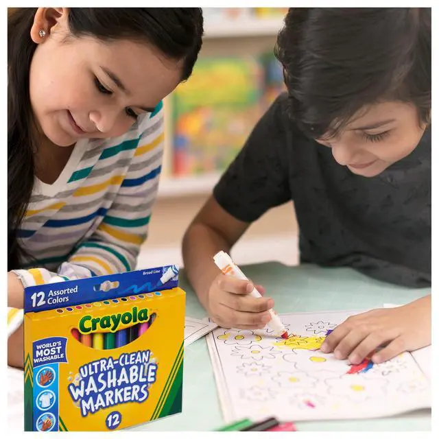 Alt view image 4 of 6 - Crayola Broad Line Markers (12 Count), Washable Markers for Kids, Assorted Colors, Arts & Crafts Supplies, For Coloring Books & Art Projects, Ages 3+