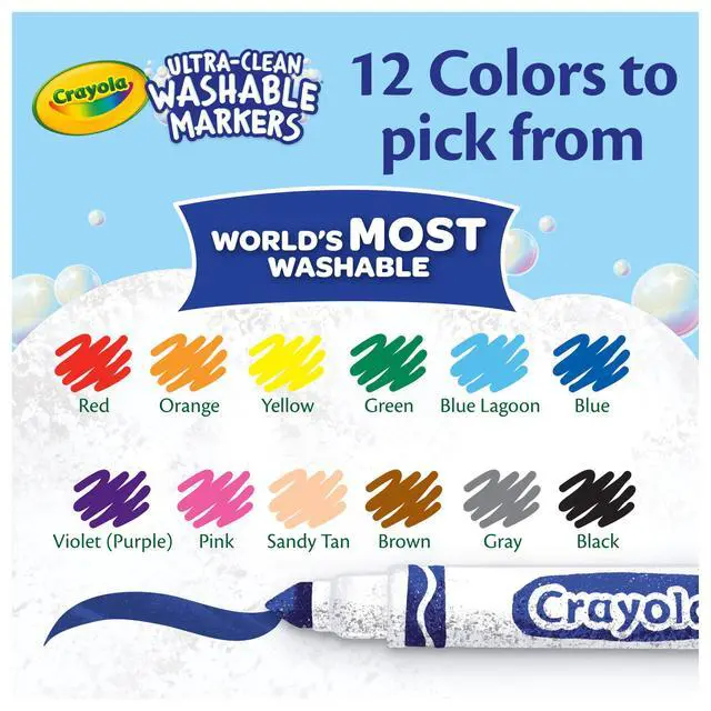 Alt view image 2 of 6 - Crayola Broad Line Markers (12 Count), Washable Markers for Kids, Assorted Colors, Arts & Crafts Supplies, For Coloring Books & Art Projects, Ages 3+
