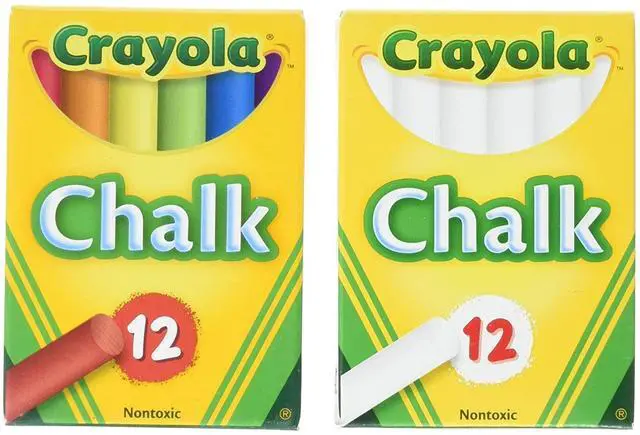 Main image of Crayola Non-Toxic White Chalk(12 ct box)and Colored Chalk(12 ct box) Bundle