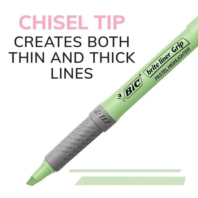 Alt view image 2 of 6 - BIC Brite Liner Grip Pastel Highlighter Set, Chisel Tip, 12-Count