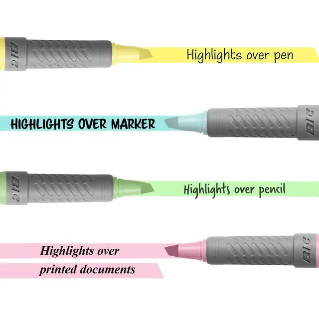 Alt view image 3 of 6 - BIC Brite Liner Grip Pastel Highlighter Set, Chisel Tip, 12-Count