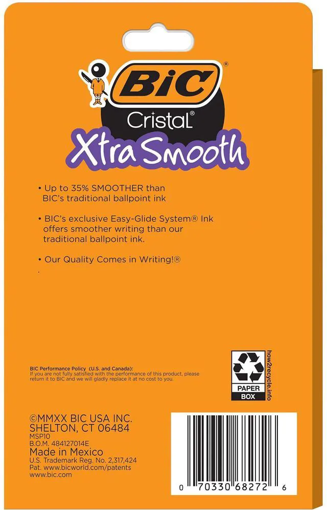 Alt view image 6 of 6 - BIC Cristal Xtra Smooth Ballpoint Pen, Medium Point, 1.0mm, Black, 10-Count
