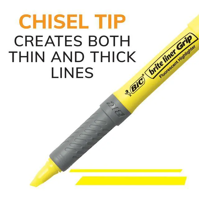 Alt view image 4 of 5 - BIC Brite Liner Grip Highlighters, Chisel Tip, 5-Count Pack, Yellow