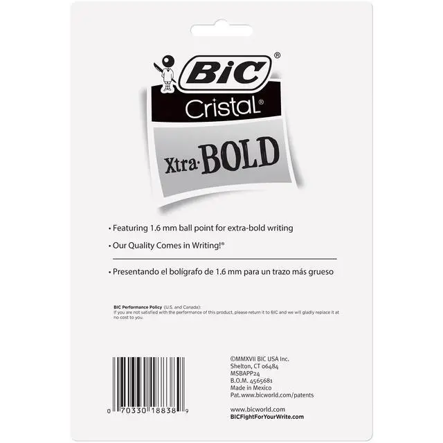 Alt view image 5 of 6 - BIC Cristal Xtra Bold Ballpoint Pens, Bold Point, 1.6 mm, 24-Count Pack