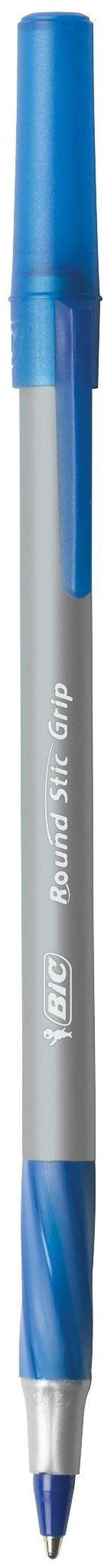 Alt view image 3 of 5 - BIC Round Stic Grip Xtra Comfort Ballpoint Pen, Blue Ink, 12-Count
