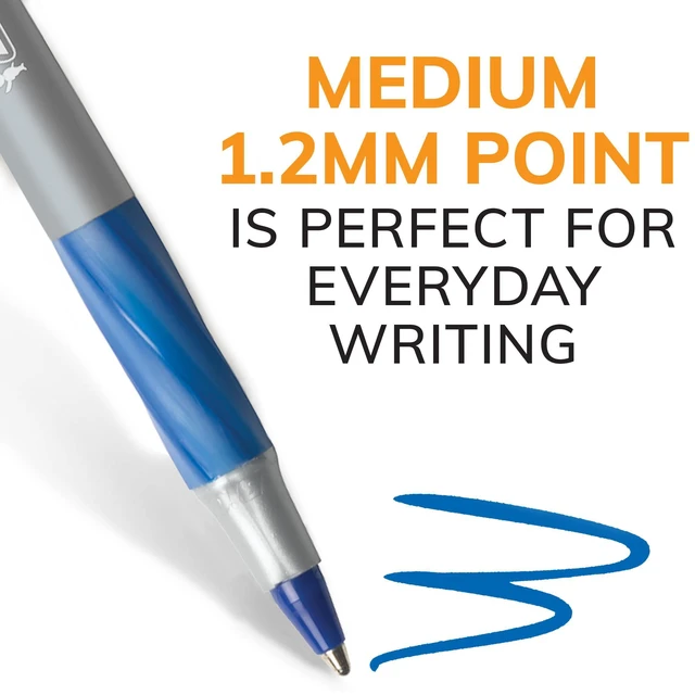 Alt view image 4 of 5 - BIC Round Stic Grip Xtra Comfort Ballpoint Pen, Blue Ink, 12-Count