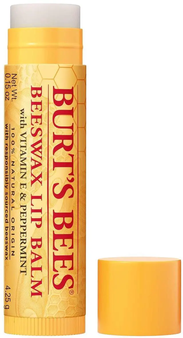 Main image of Burt's Bees 100% Natural Moisturizing Lip Balm, Original Beeswax with Vitamin E & Peppermint Oil, 0.15 Oz