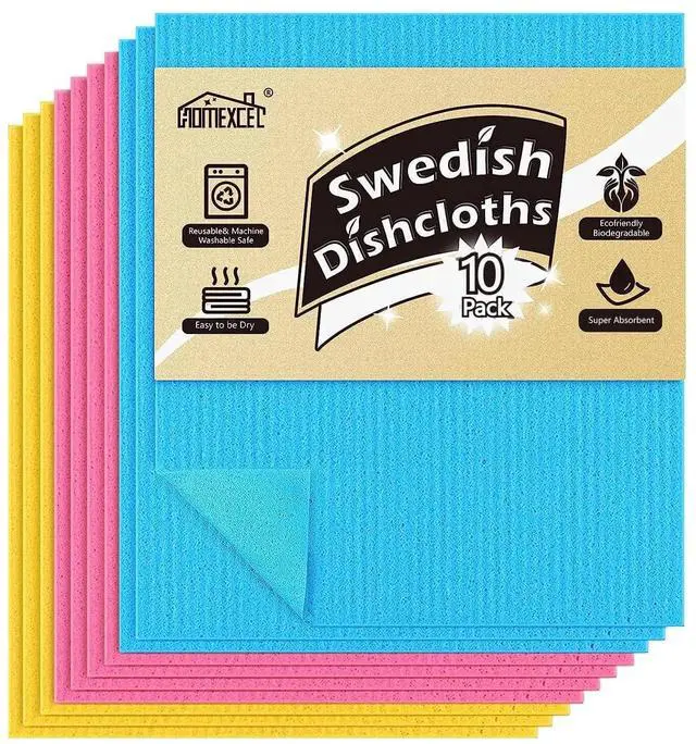 Main image of HOMEXCEL 10PK Swedish Dishcloths for Kitchen, Absorbent Dish Cloths, 7x6in