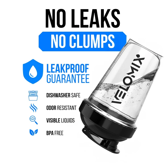 Alt view image 6 of 6 - VELOMIX 2 Pack 20oz Protein Shaker Bottle for Protein Mixes, Black/Transpar