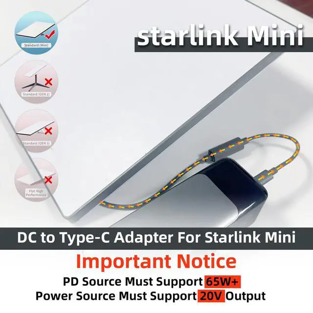 Alt view image 3 of 6 - for Starlink Mini Type C to DC Adapter 20CM Waterproof Compatible with Original Starlink Mini USB-C Power Cable PD Source DC Power,Multi Scenario USB C Power Cable(Gray)