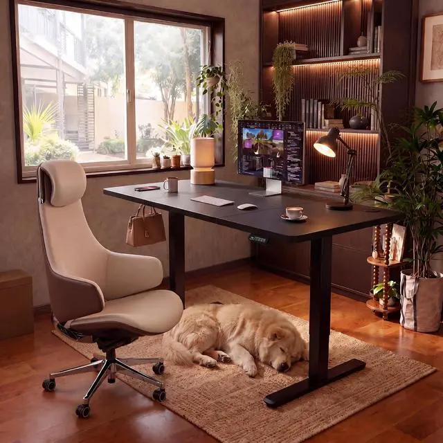 Alt view image 2 of 7 - Furmax 55 Inches Electric Height Adjustable Standing Desk Home Office Desk