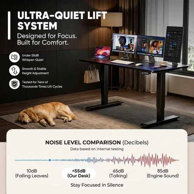 Alt view image 7 of 7 - Furmax 55 Inches Electric Height Adjustable Standing Desk Home Office Desk
