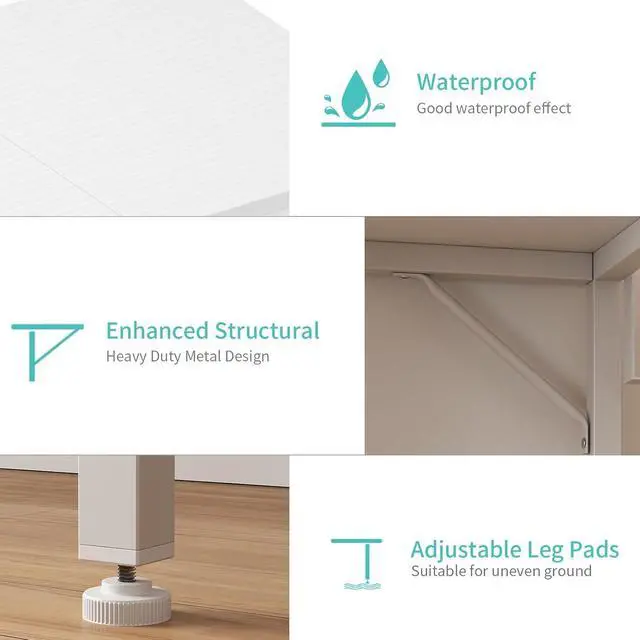 Alt view image 7 of 7 - Small White Desk for Small Spaces, 24 Inch Kids Girls Study Writing Mini Desks for Bedroom, Simple Modern Laptop PC Little Side Table with Storage Bag Headphone Hook, White