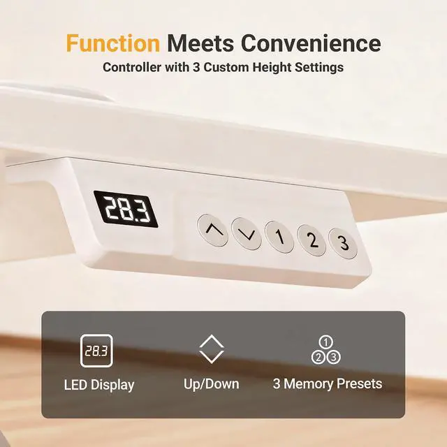 Alt view image 5 of 7 - 40 x 24 Inch White Electric Standing Desk