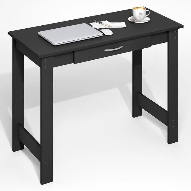 Alt view image 3 of 6 - Jaya Desk, 39.2 Wide Computer Desk with Drawer, Darkwood