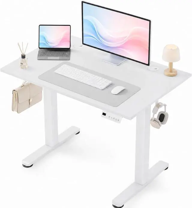 Main image of 40 x 24 Inch White Electric Standing Desk