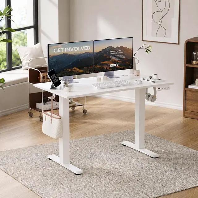 Alt view image 2 of 7 - 40 x 24 Inch White Electric Standing Desk
