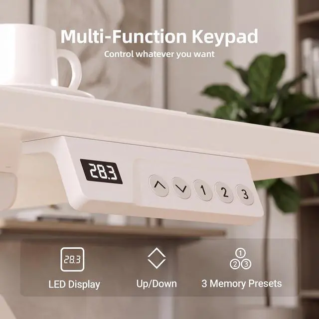 Alt view image 6 of 7 - 40 x 24 Inch White Electric Standing Desk