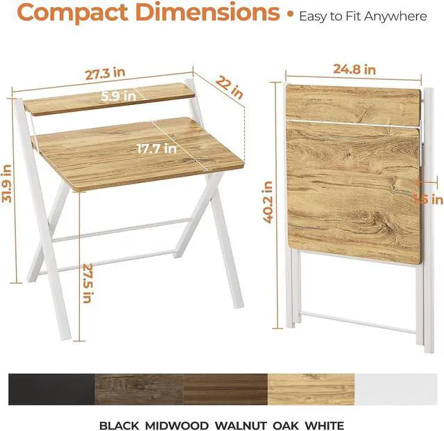 Alt view image 3 of 7 - Folding Desk No Assembly, Sturdy Computer Desk for Small Spaces